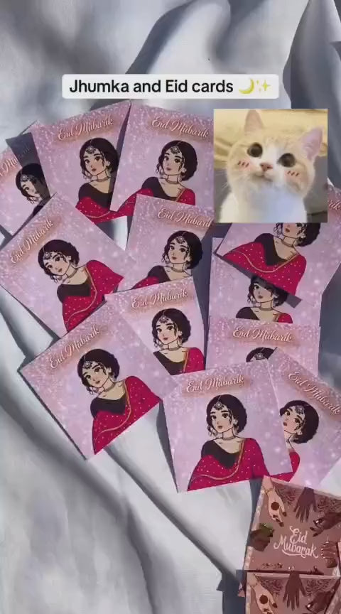 Earrings Eidi Cards – Pack of 27 Mini Festive Cards without Jewellery (Random Designs)